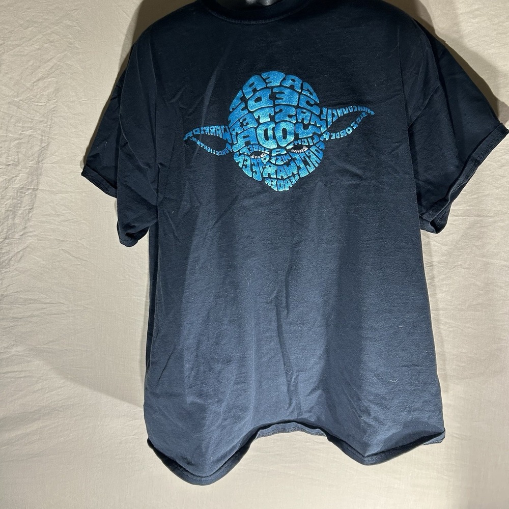 Star Wars Yoda Typography Graphic T Shirt Black Size 2XL